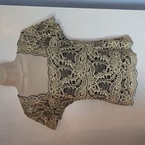 Kay Celine Vintage Lace Gold/Black Top Size S